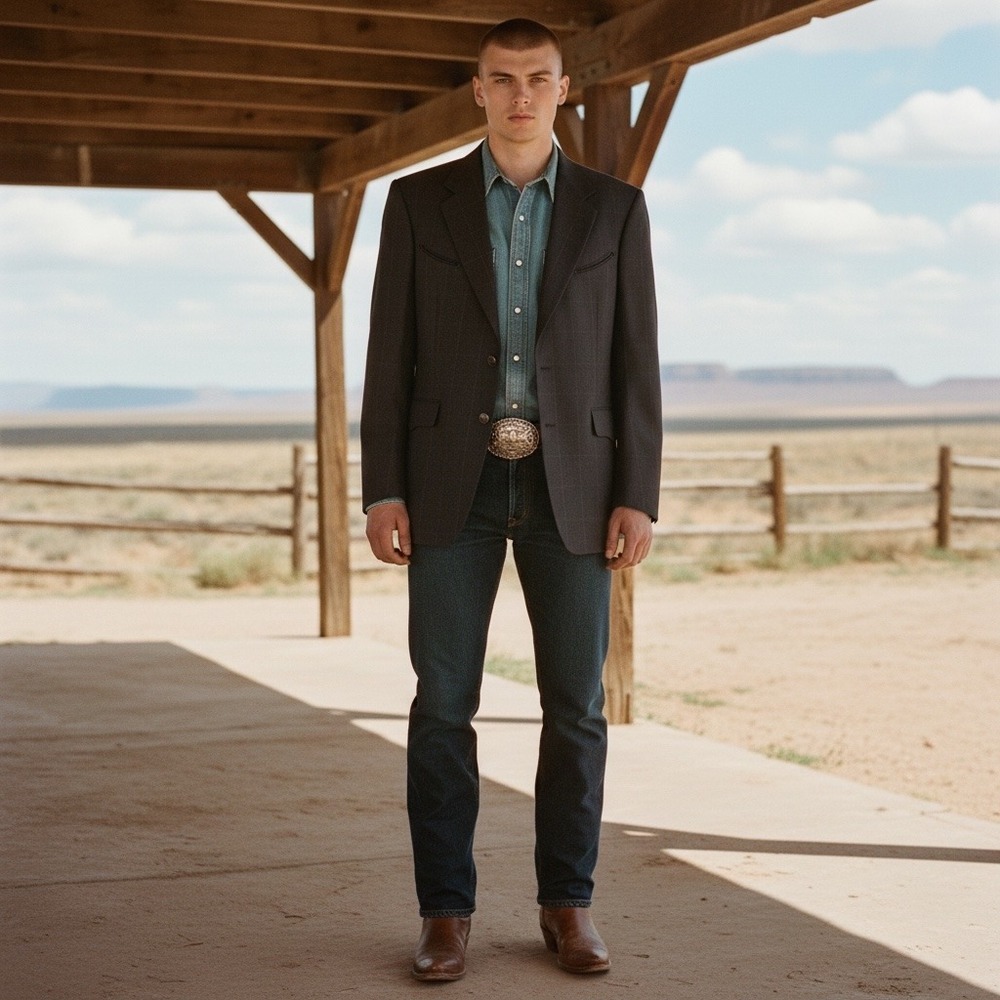 Bar WS Men's Sport Coat Blazer Western Rodeo Cowboy Yoke‎ Size 44R Black/Red